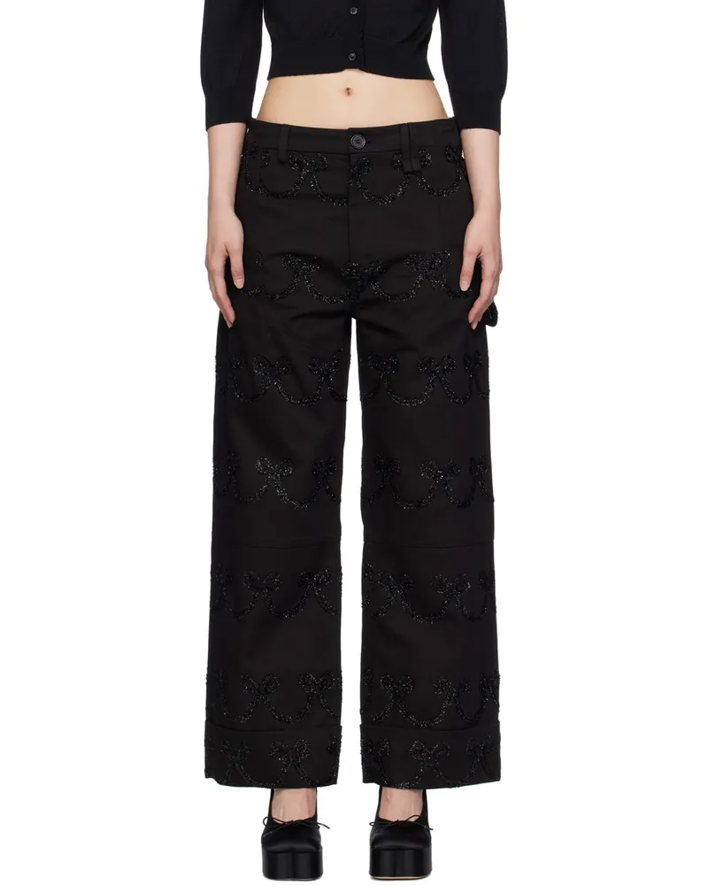 Simone Rocha Black Pattern Trousers Black