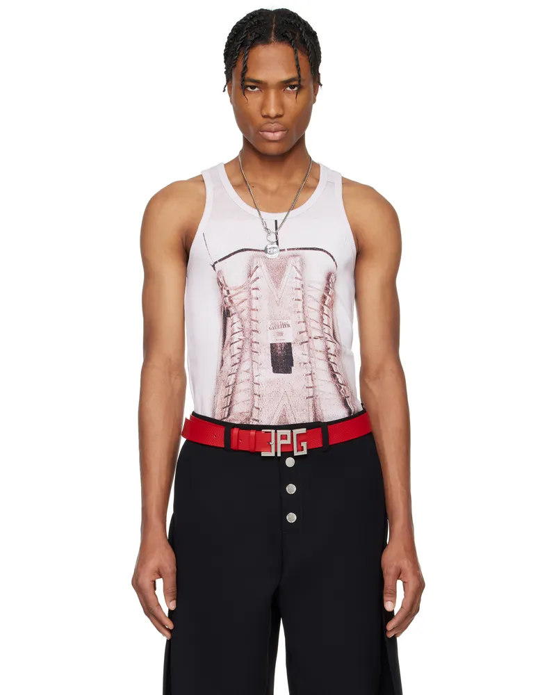 Jean Paul Gaultier Pink 'The Corset Trompe-L’oeil' Tank Top 260100-dustypink