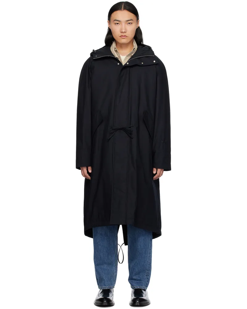 Jil Sander Navy Hooded Coat 400