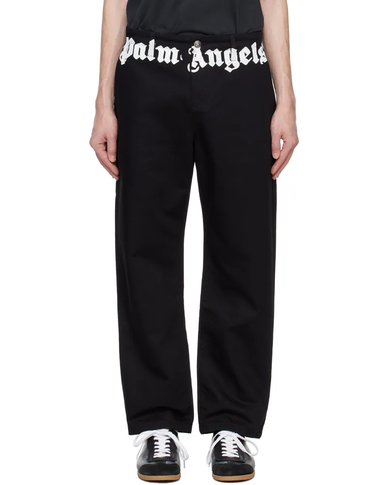 Palm Angels Black Classic Logo Chino Trousers Black
