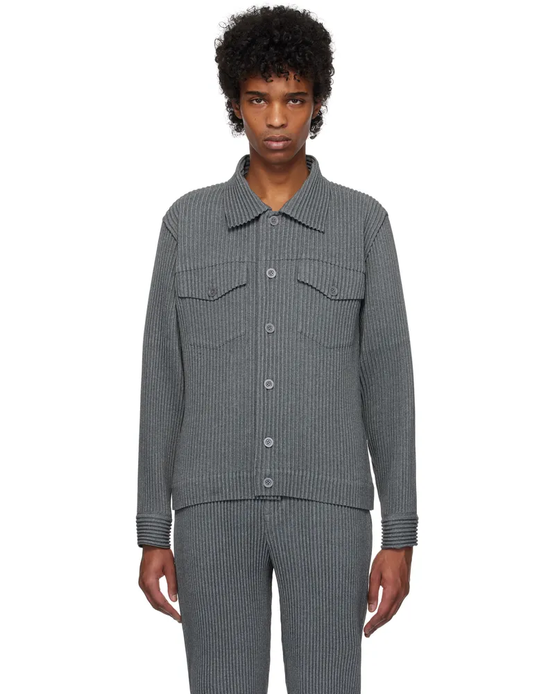 Issey Miyake Gray Wool Like Light Jacket 12-gray