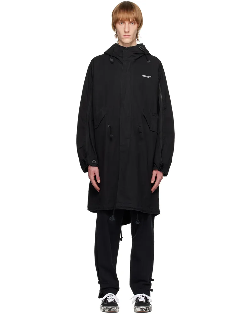 Undercover Black Printed Coat Black