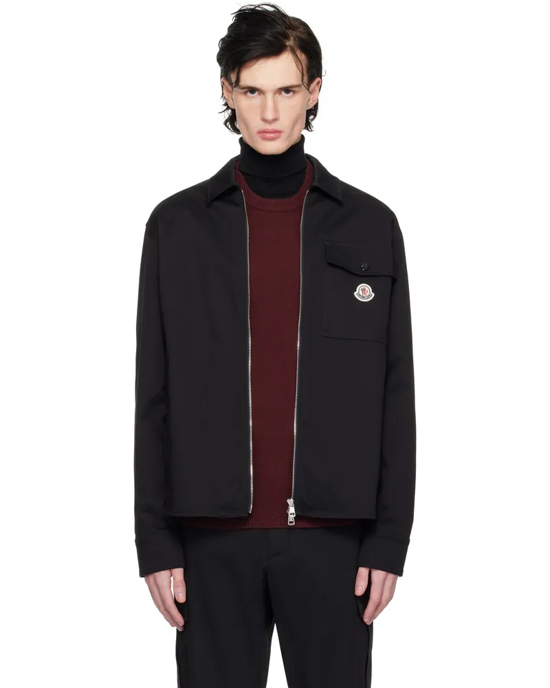 Moncler Black Cotton Gabardine Zip-Up Jacket 999