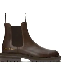 Common Projects Brown Leather Chelsea Boots Dark