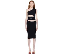 Black Single-Shoulder Midi Dress