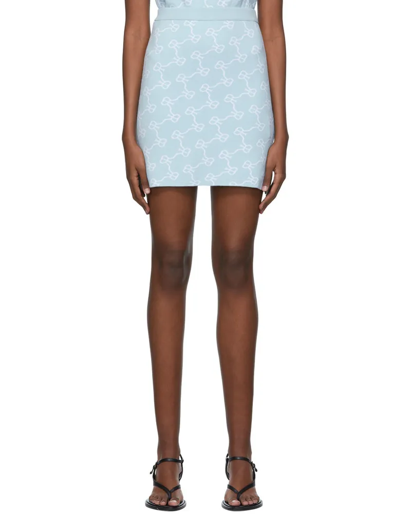 Rokh Blue Viscose Mini Skirt 29lightbluewhiteembl