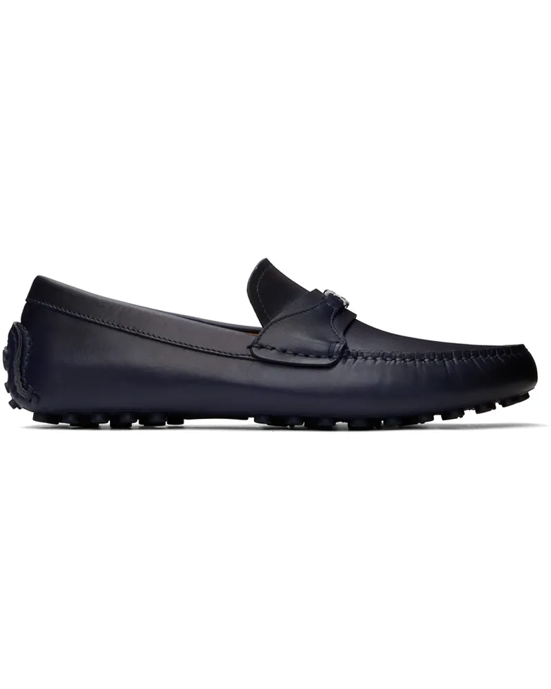 Ferragamo Navy Gancini Ornament Loafers Bluemarine