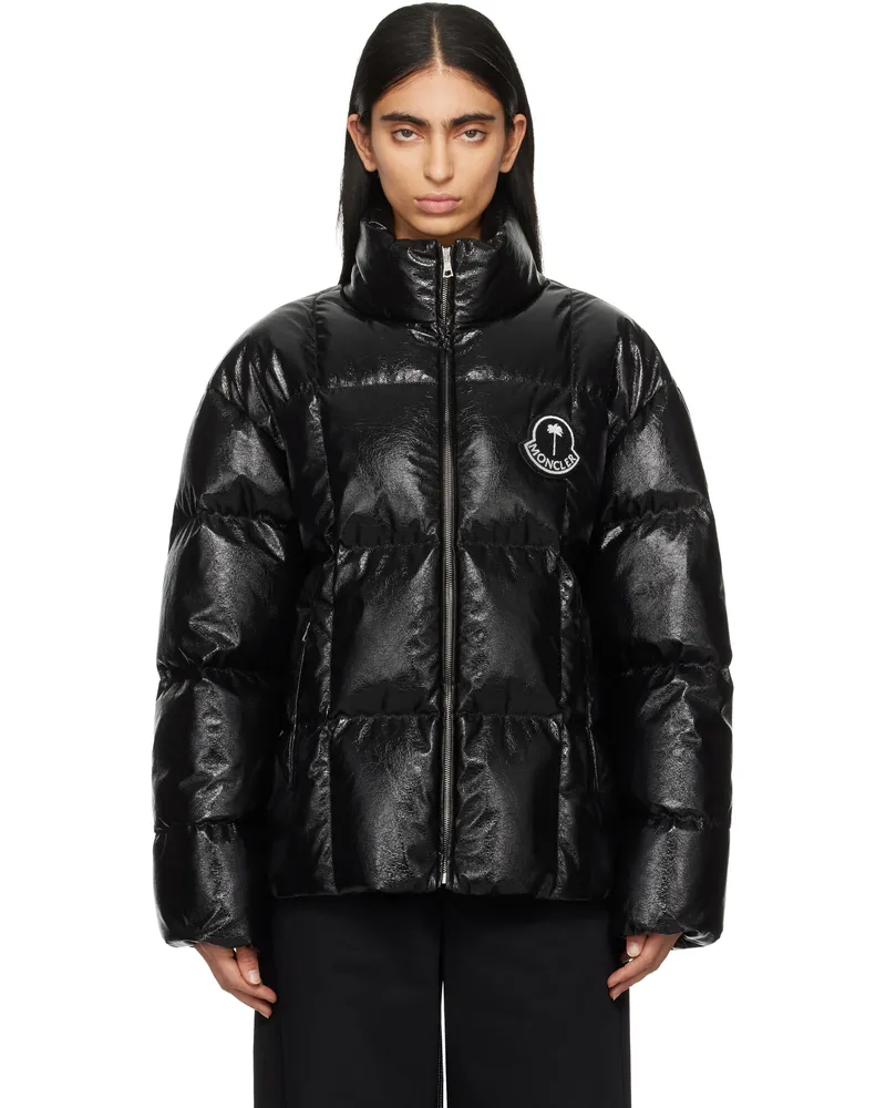 Moncler Moncler x Palm Angels Black Simoon Faux-Leather Down Jacket M99