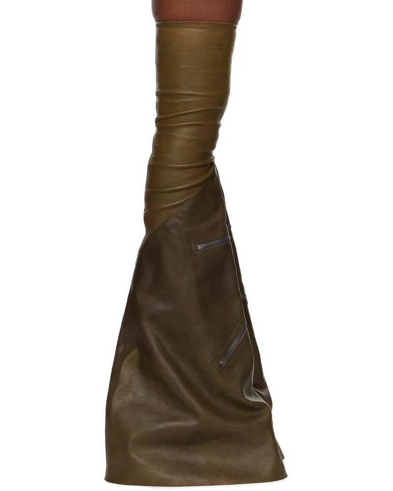 Rick Owens Khaki Cargoflares Tall Boots 35