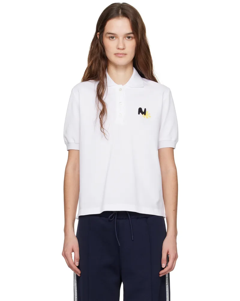 MSGM White Logo Patch Polo 01