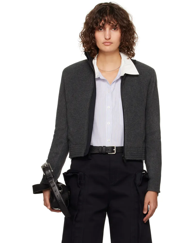 Fax Copy Express Gray Fleece Zip-Up Jacket Grey