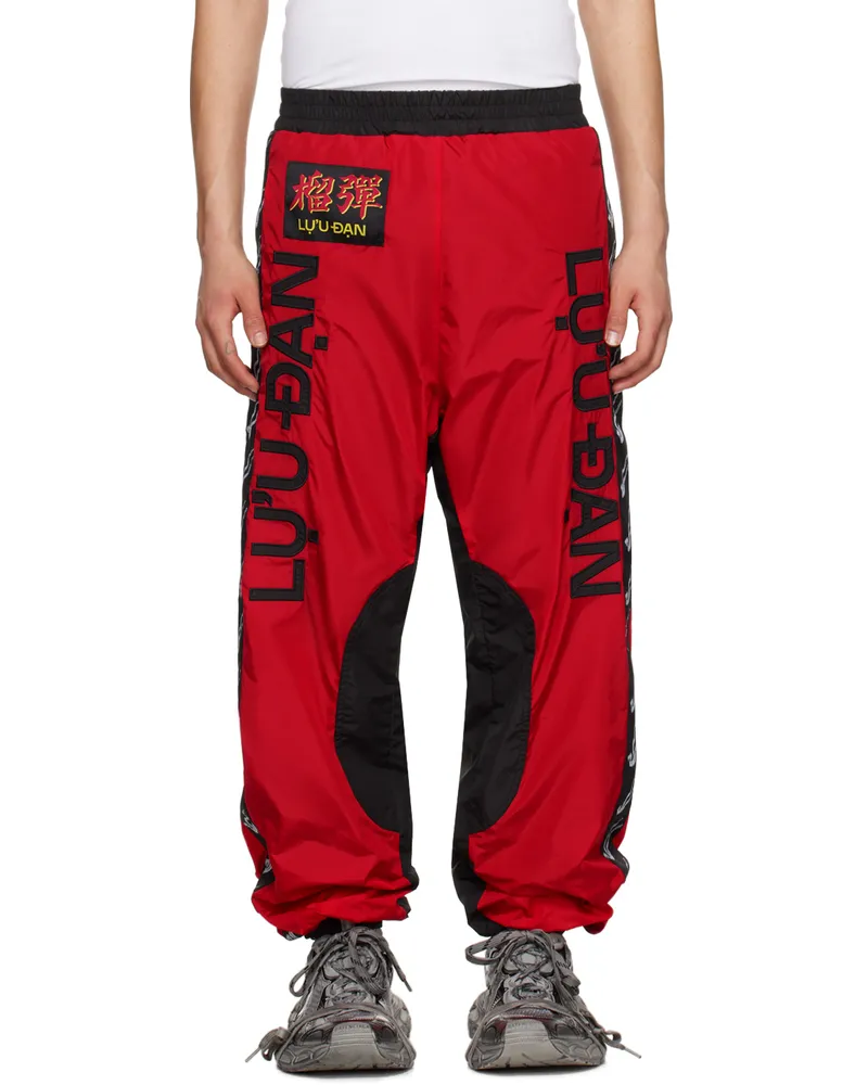 LU'U DAN Red & Black Shell Sweatpants Red