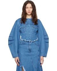 Marques ' Almeida Blue Frayed Denim Jacket Mid