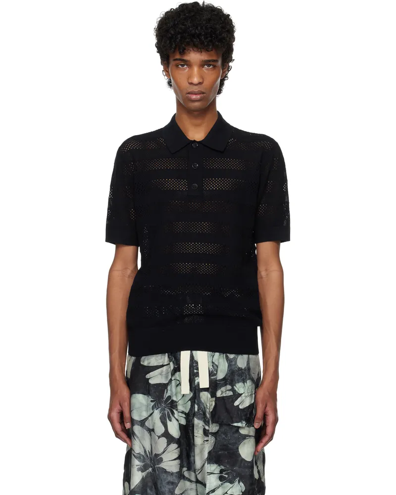 Dries van Noten Navy Open-Knit Polo 509