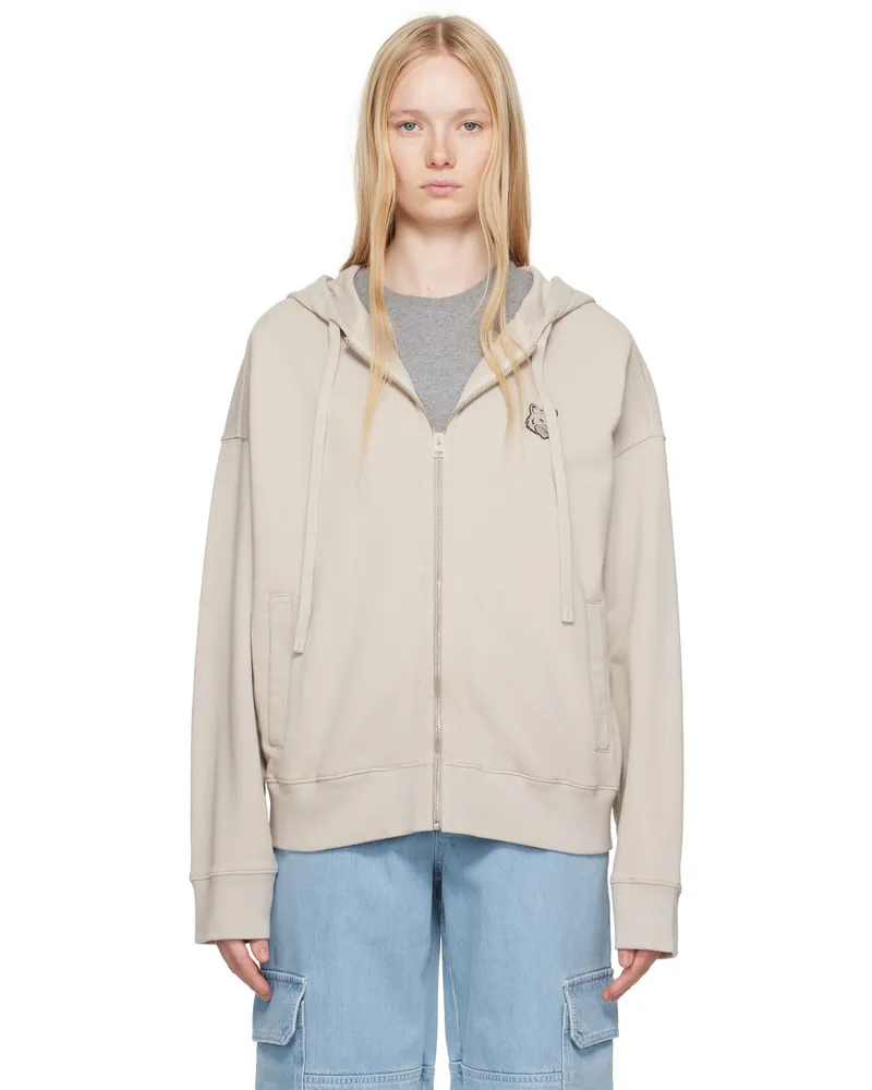 Kitsuné Beige Bold Fox Head Patch Fullzip Oversize Hoodie 0119