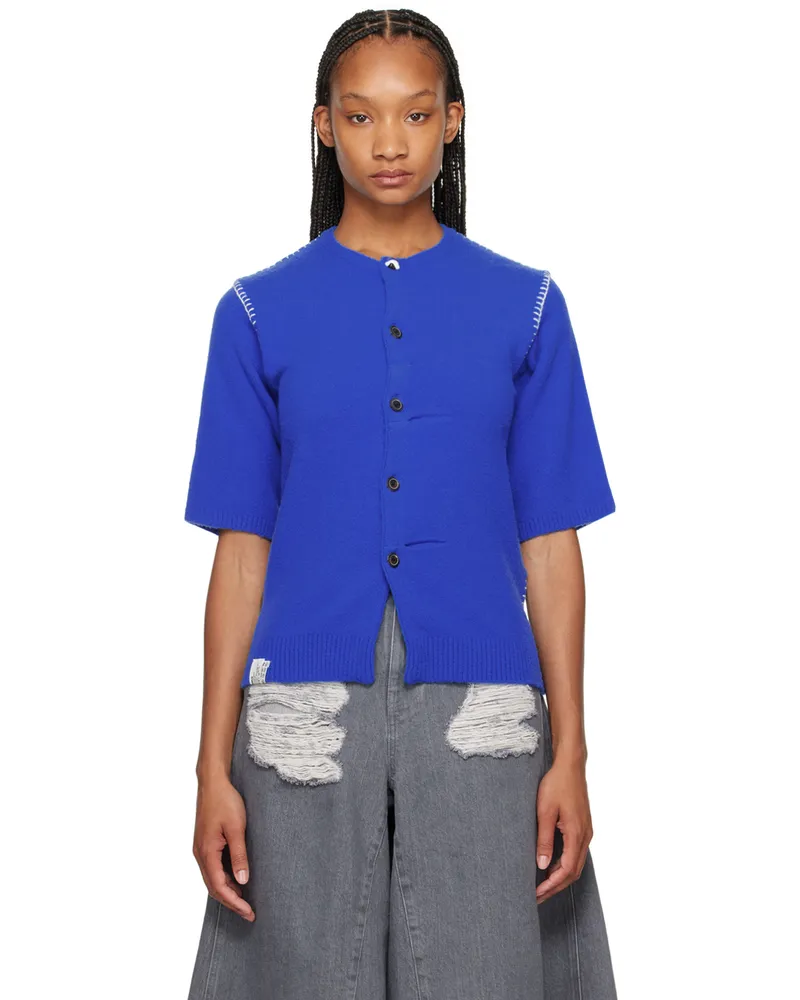 Adererror Blue Pleated Cardigan Blue