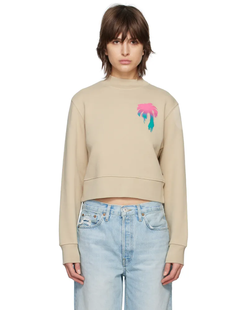 Palm Angels Beige 'I Love PA' Sweatshirt Beige
