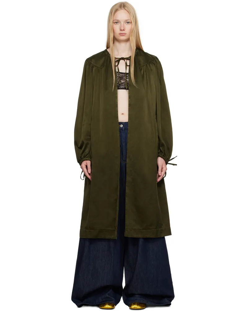 Dries van Noten Khaki Gathered Coat 606