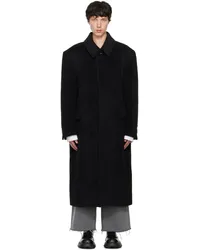 RECTO Black Balmacaan Coat Black