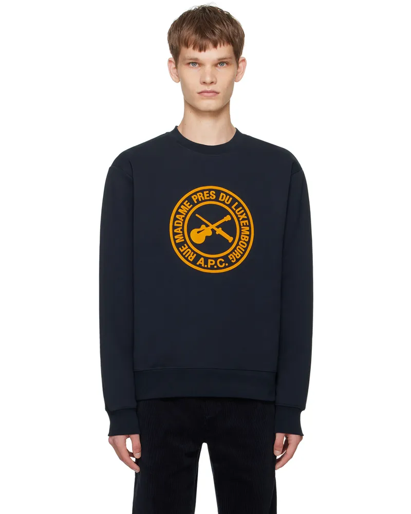 A.P.C. Navy Boxy Guitare Poignard Sweatshirt Iak