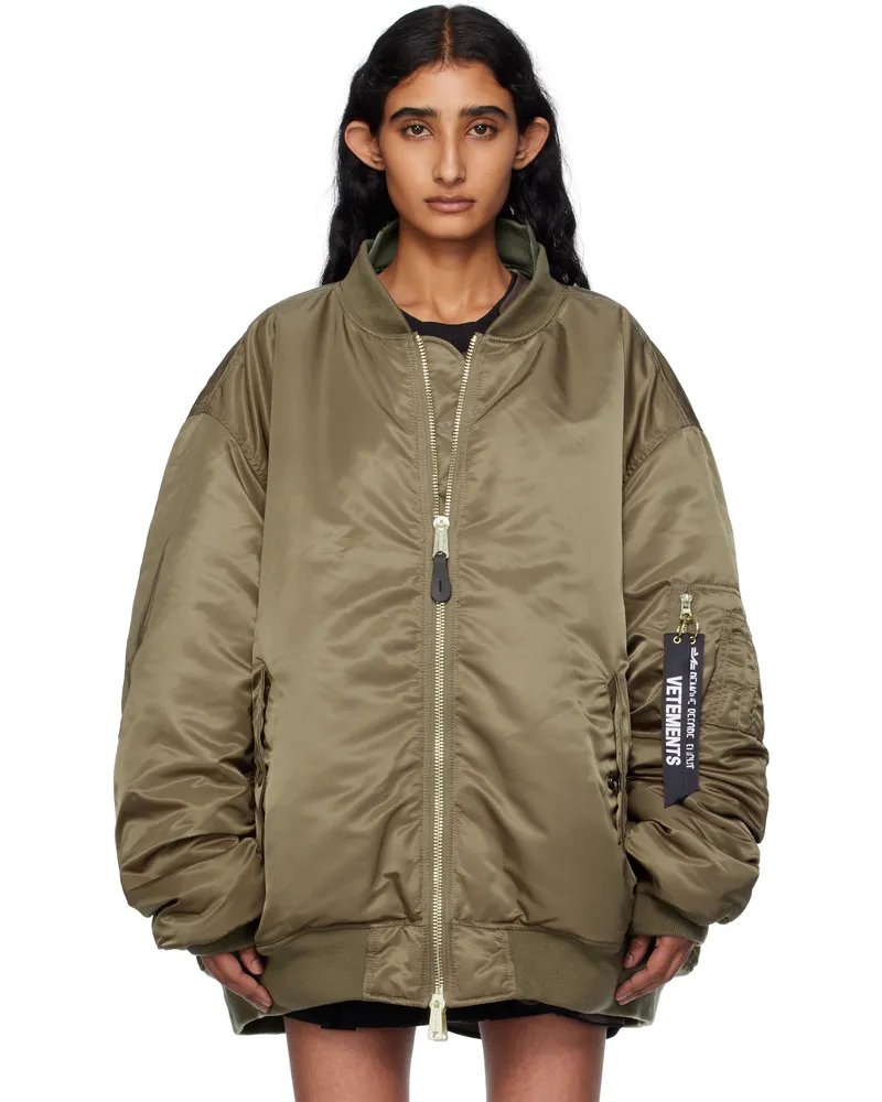 VETEMENTS Khaki Alpha Industries Edition Cut-Up Reversible Jacket Green