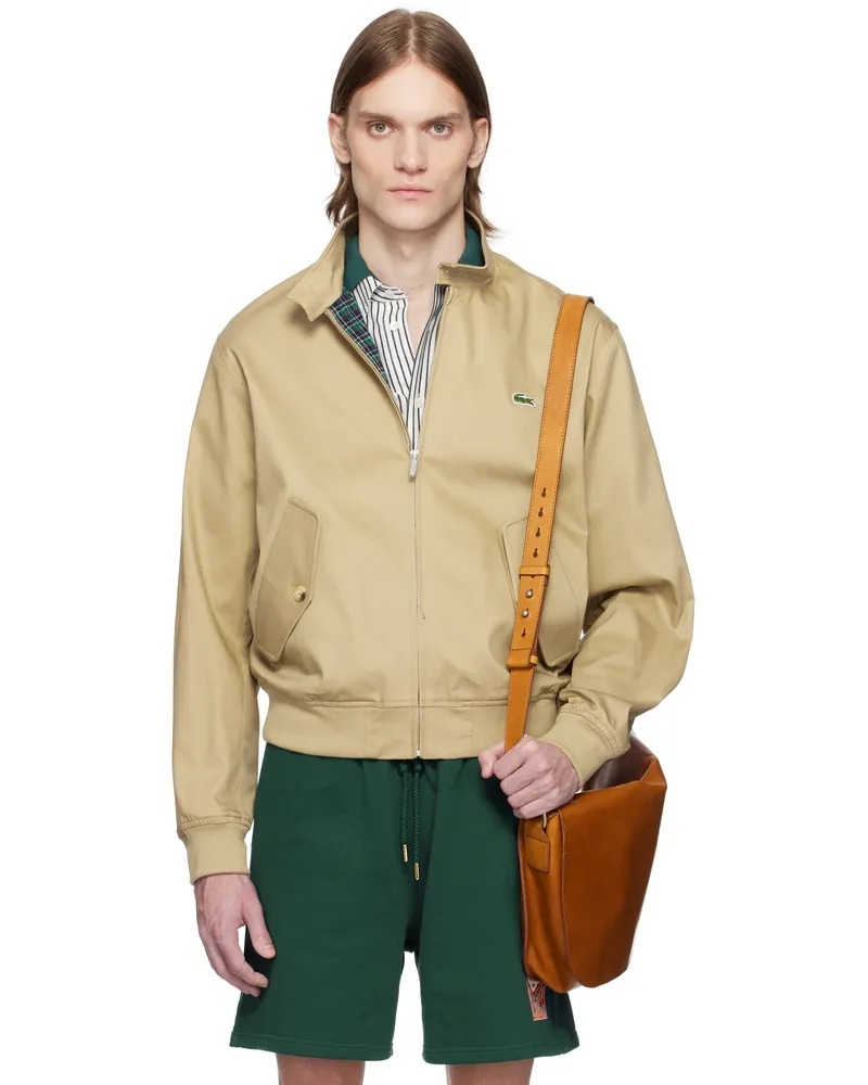 Lacoste Beige Showerproof Cotton Twill Harrington Jacket Cb8