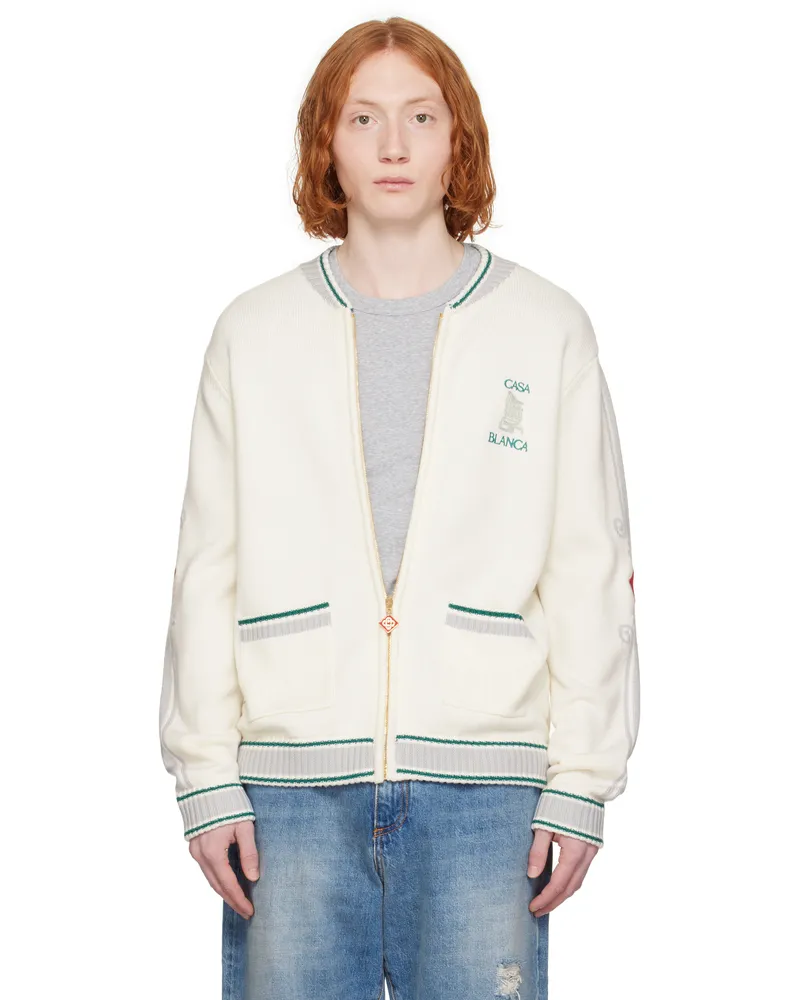 Casablanca Paris Off-White Casa Club Bomber Jacket White