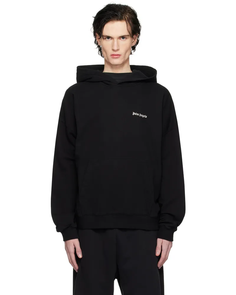 Palm Angels Black Classic Logo Embroidered Hoodie Black