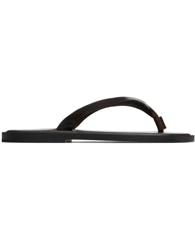 AURALEE Brown Leather Tong Flip-Flops Brown
