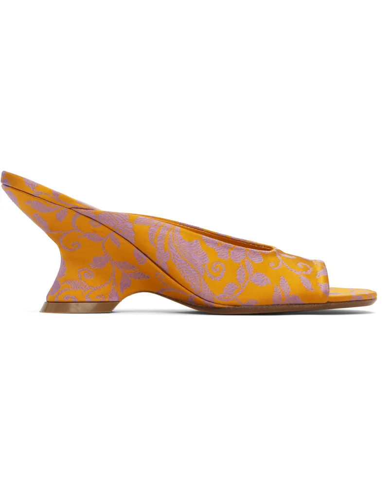 Dries van Noten Orange Open-Toe Jacquard Mules 369