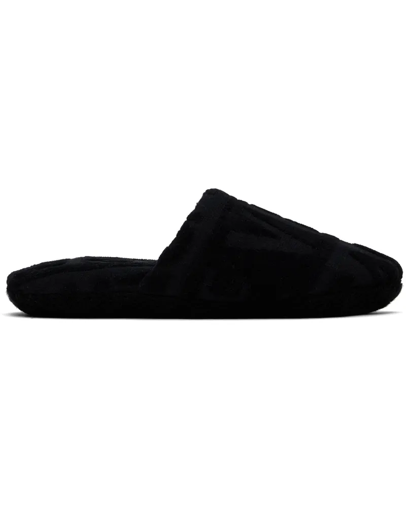 Versace Black Allover Towel Slippers Z4800-black