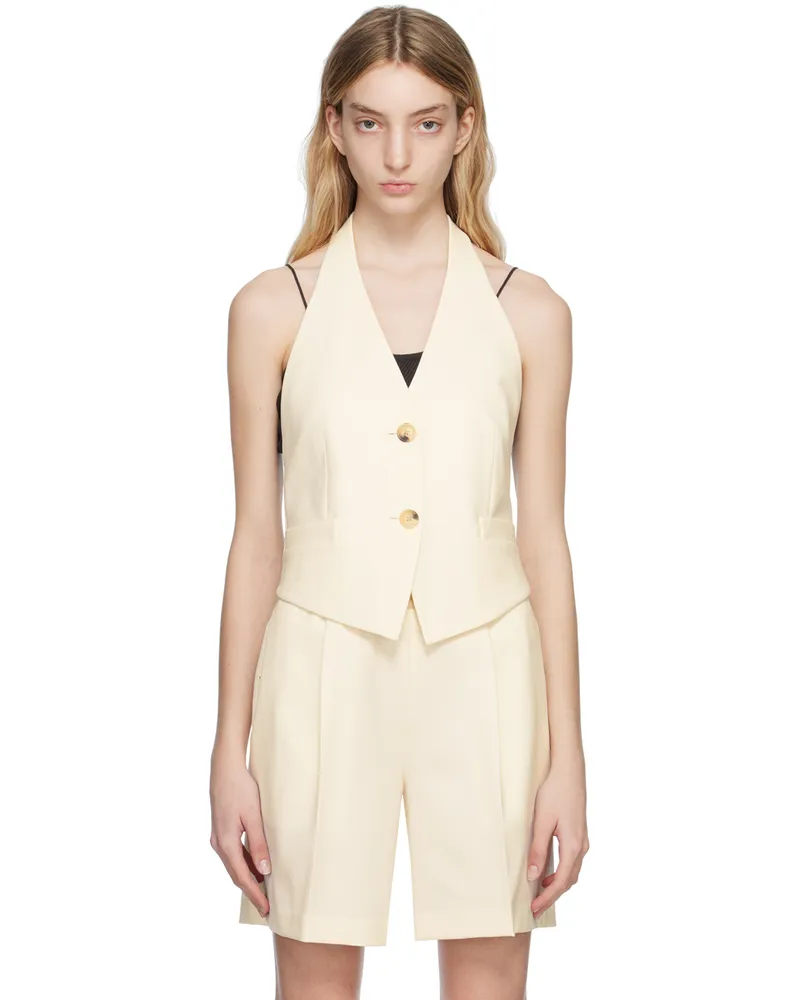 Helmut Lang Off-White Halter Vest Ivory