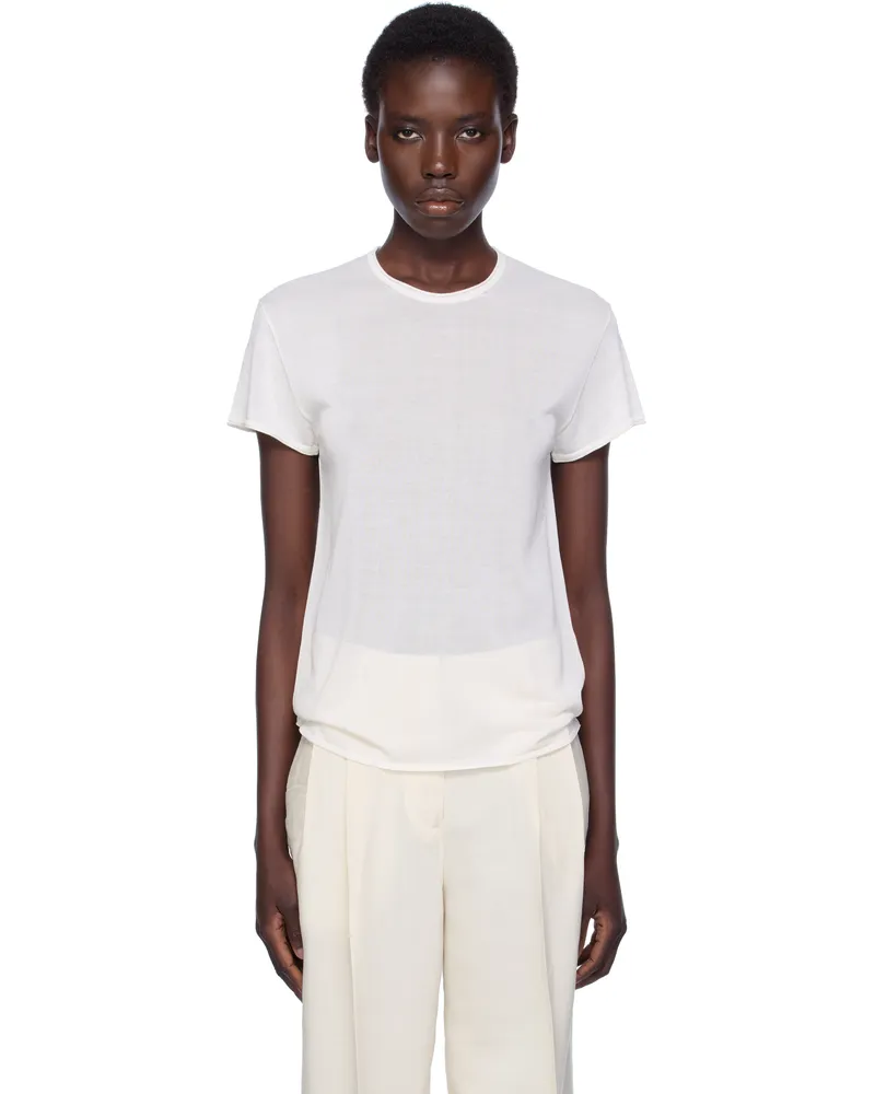 Totême Off-White Silk T-shirt Ecru