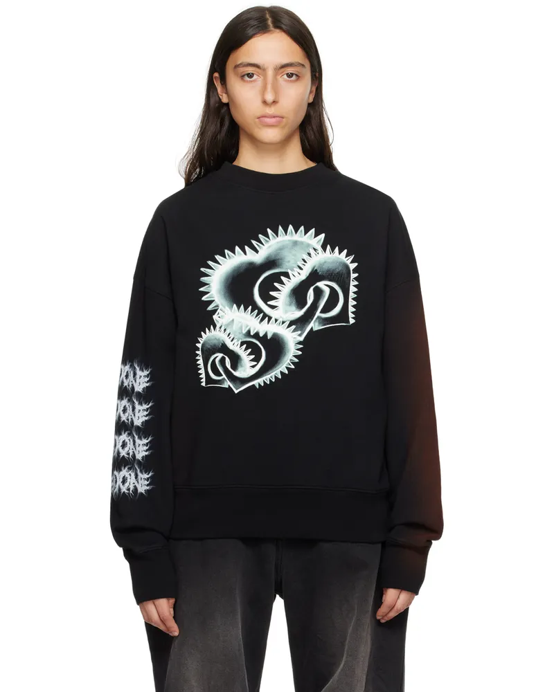 WE 11 DONE Black Printed Sweatshirt Black