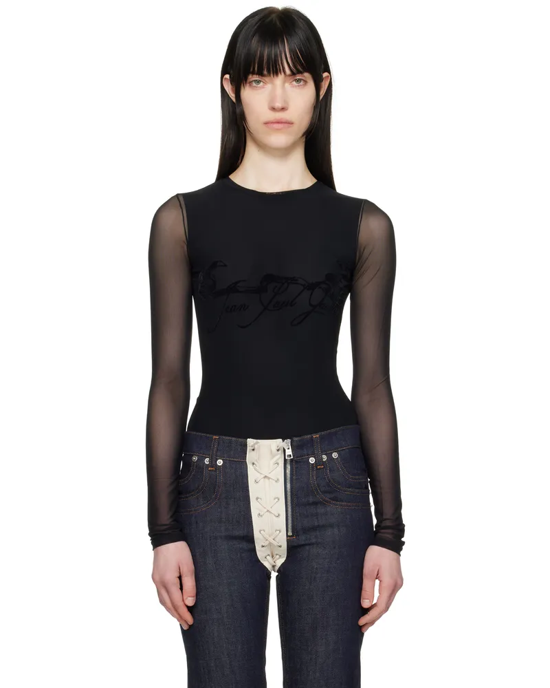 Jean Paul Gaultier Black 'The Flocked Tattoo Ruban' T-shirt 00-black