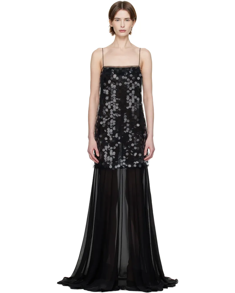 16ARLINGTON Black Salia Sequin Maxi Dress Ghiaccio