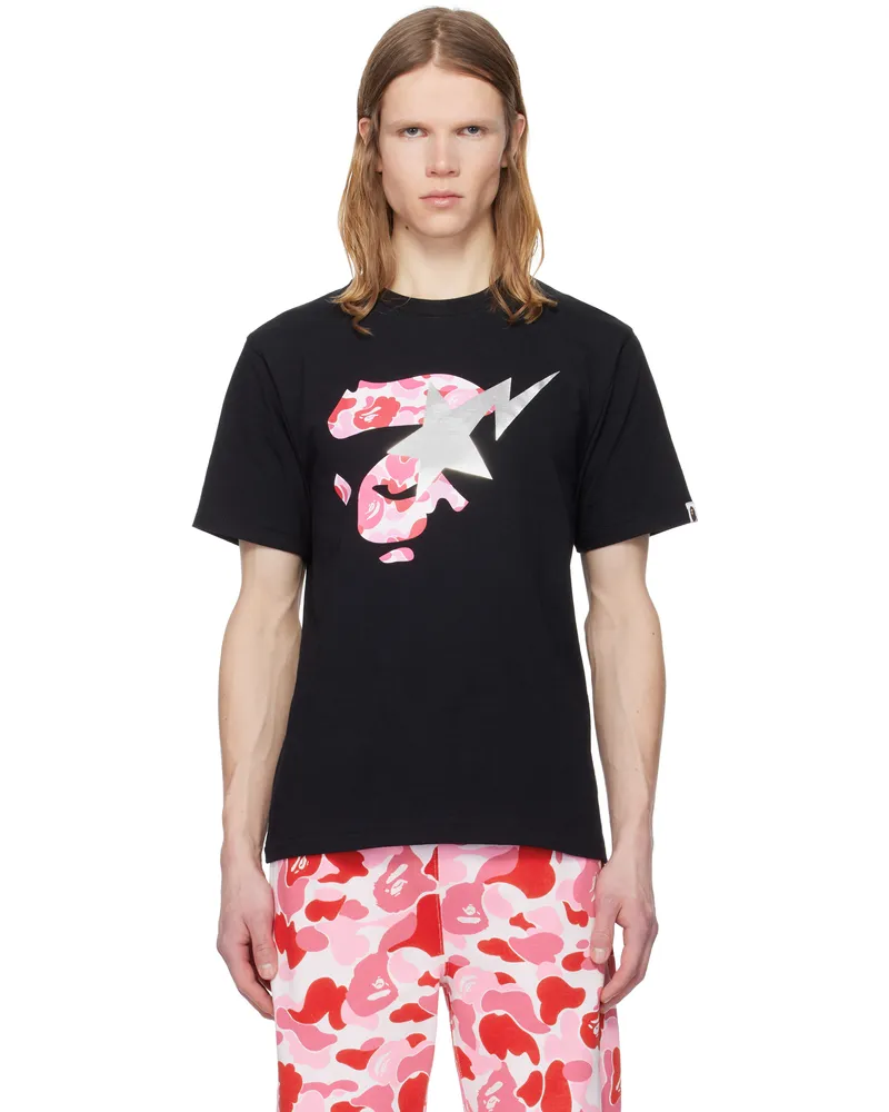 BAPE Black ABC Camo Ape Face STA T-shirt Black