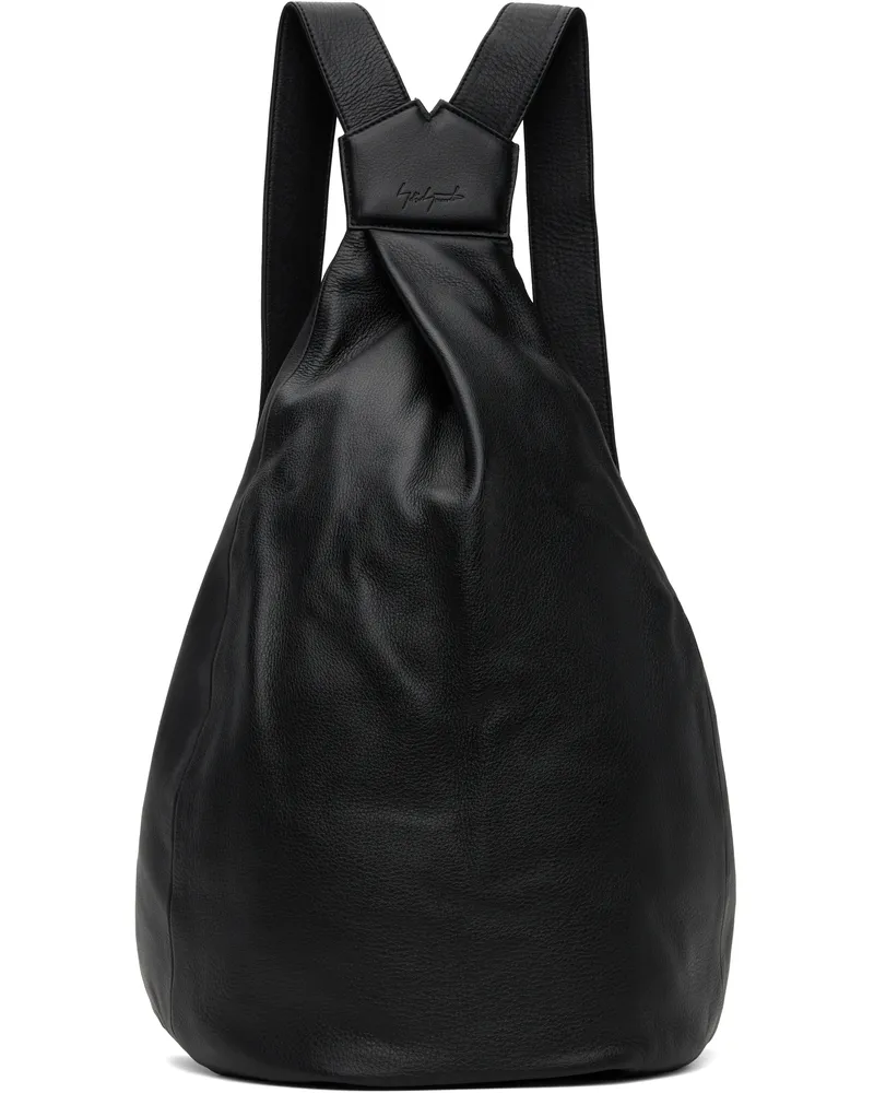 Yohji Yamamoto Black Wool Gabardine Nylon Tuck Sling