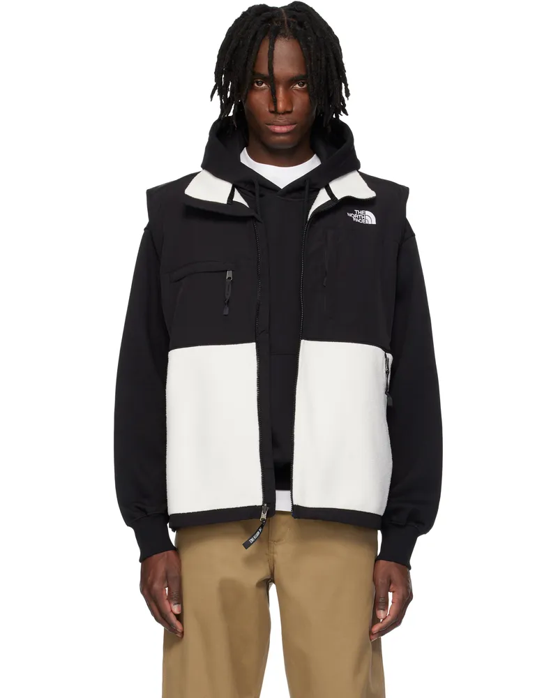 The North Face Black & White Retro Denali Vest White