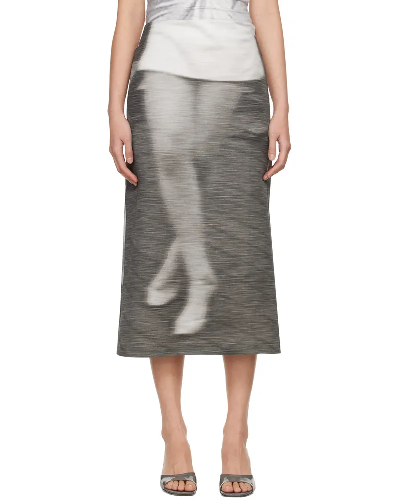 ELLISS Gray Dancing Midi Skirt Print