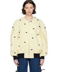 pushBUTTON Yellow Ribbon Bomber Jacket Ivory