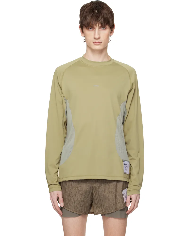 Satisfy Khaki & Gray AuraLite Tech Long T-shirt Army