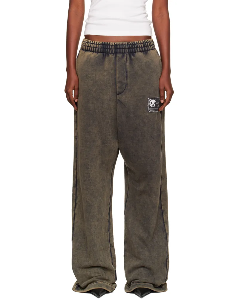 WE 11 DONE Khaki Teddy ID Sweatpants Charcoal