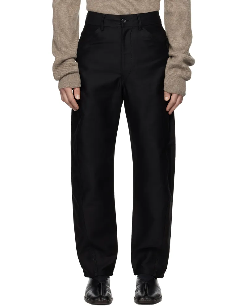 Christophe Lemaire Black Twisted Workwear Trousers Bk999