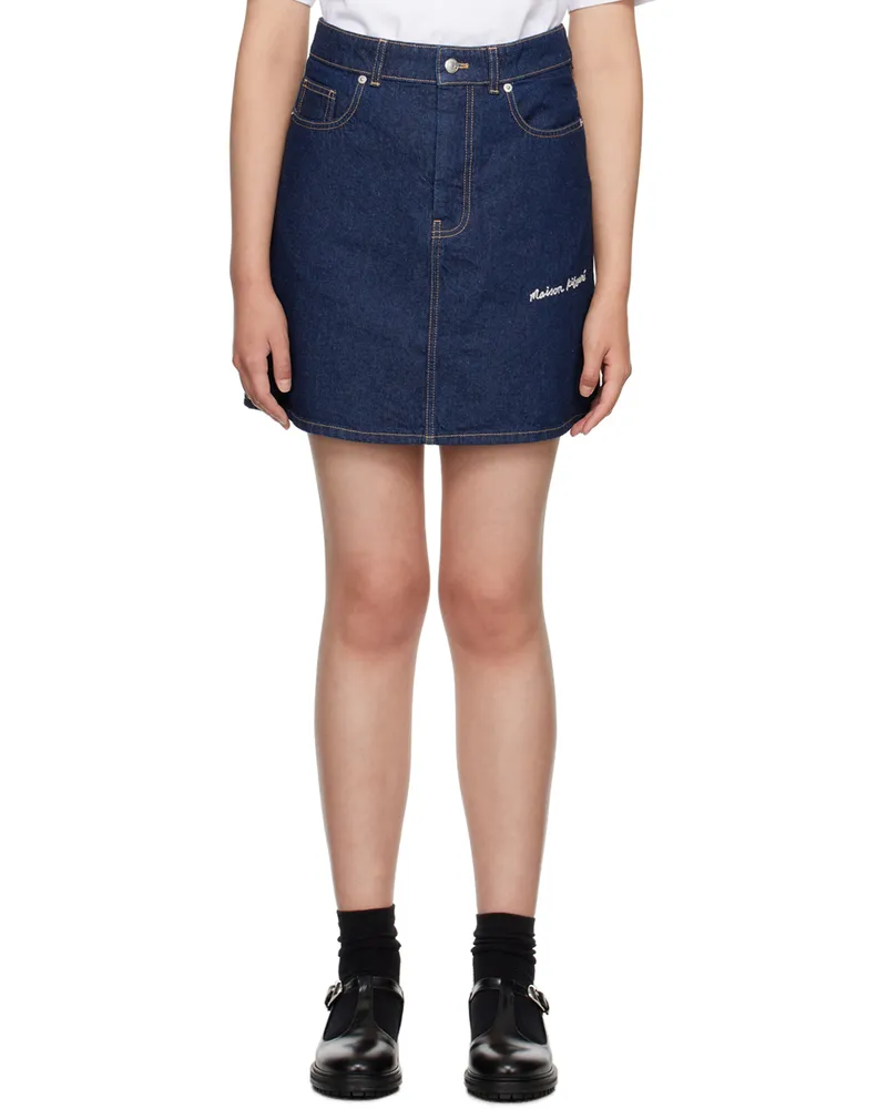 Kitsuné Indigo Embroidered Miniskirt Washed
