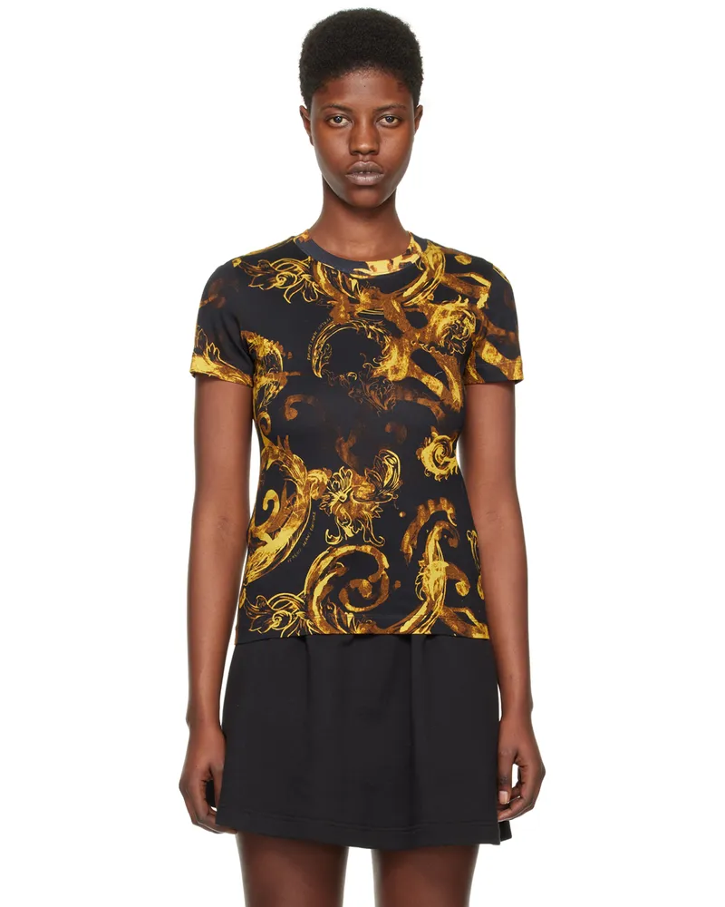 Versace Jeans Black Watercolor Couture T-Shirt Eg89