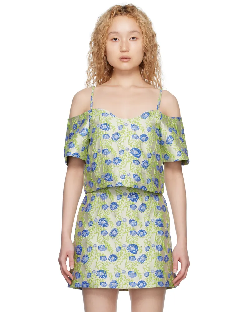 Ganni Gray Floral Blouse 873