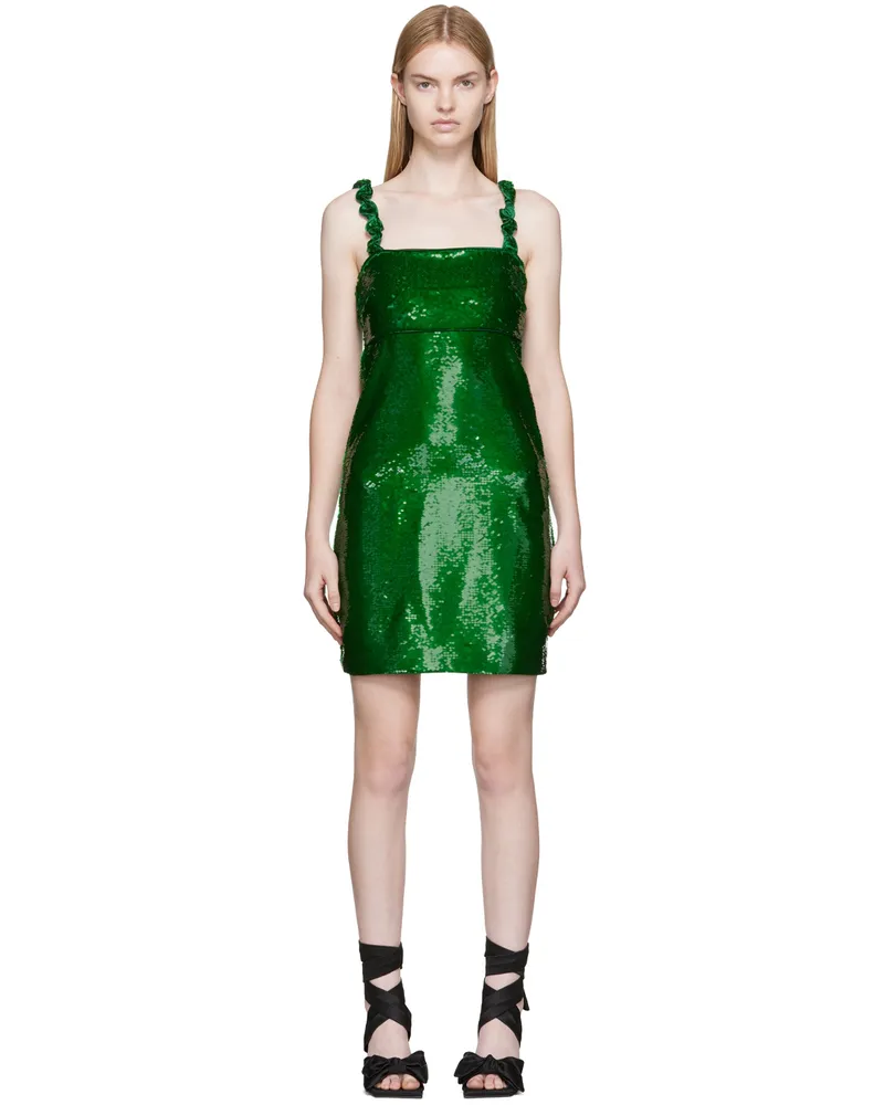 Ganni Green Sequinned Minidress 801