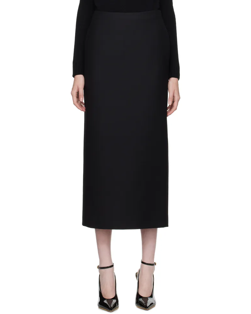 Valentino Garavani Black Vented Midi Skirt 0no