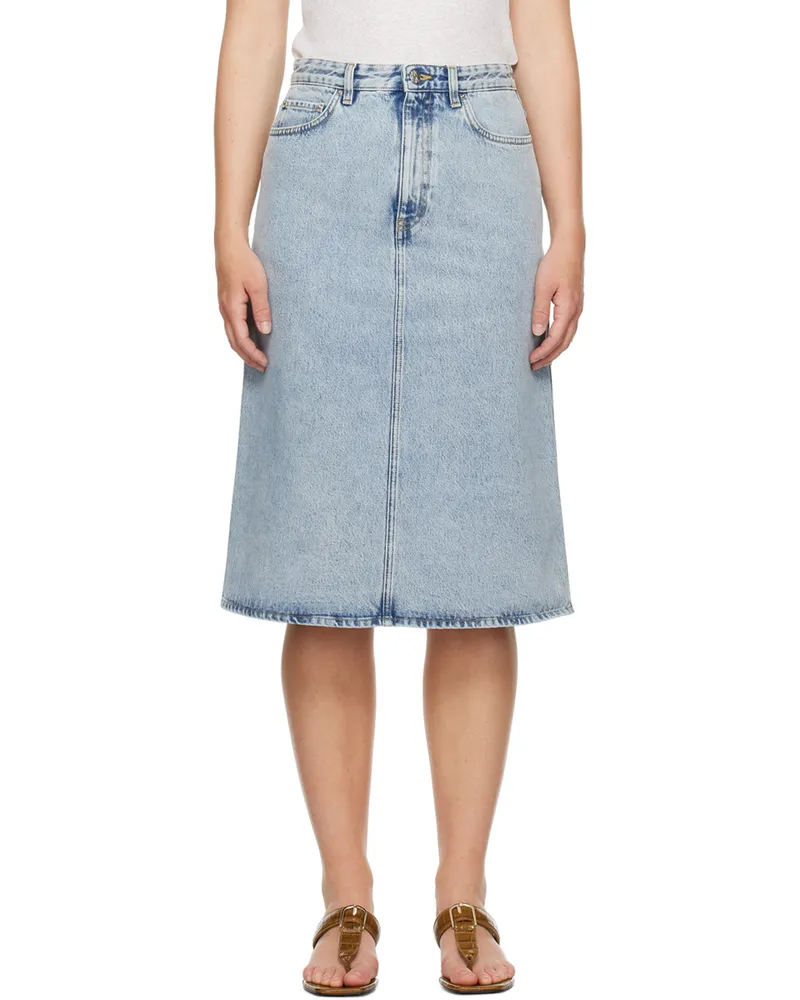 Totême Blue Five-Pocket Denim Midi Skirt 184